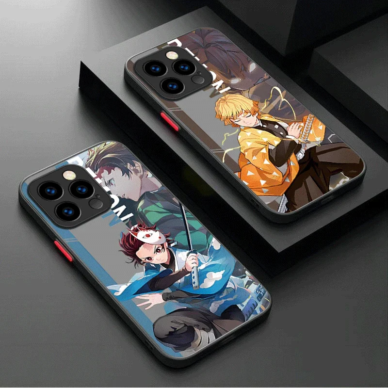 Anime Demon Slayer Blade Hard Case For iPhone 15 14 13 12 11 Pro Max mini X XR XS 7 8 6 Plus SE 2020 Shockproof Bumper Cover