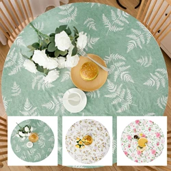 Round Table Cloth Vinyl Fitted Tablecloth Elastic Enduring Table Cloth for Christmas Birthday Wedding Party Home Dining Decor