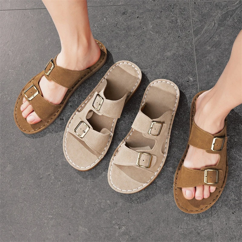 

High-quality men's slippers summer men's suede sandals and slippers outdoor breathable beach shoes non-slip Oxford slippers 48