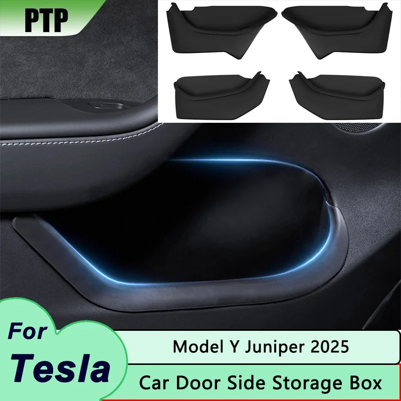 

Для Tesla Model Y Juniper 2025 ящик для хранения боковой двери TPE мусорная вставка для передней и задней двери органайзер для хранения аксессуары для салона автомобиля