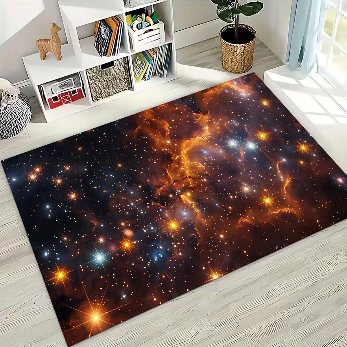 Dreamy Galaxy Universe Space Stars Black Hole Earth Rug Carpet for Bedroom Living Room Sofa Doormat Decor,Kid Non-slip Floor Mat