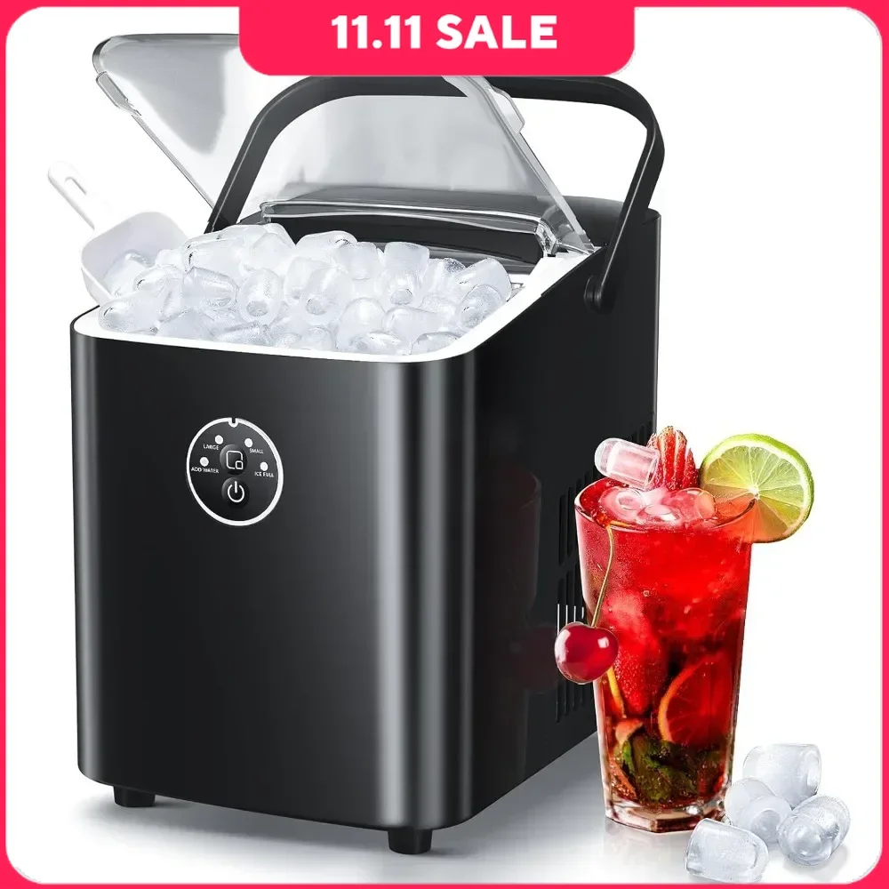 

26.5Ice Makers, Countertop Ice Machine, 2 Sizes S/L 8 Bullet Ice Ready in 9 Mins, 26.5lbs/24H, Portable Small, Ice Makers