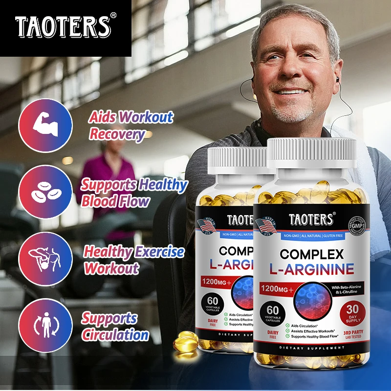 

L-Arginine Capsules - Support Performance Blood Circulation Muscle Energy Endurance Post Workout Recovery, Overall Body Wellness