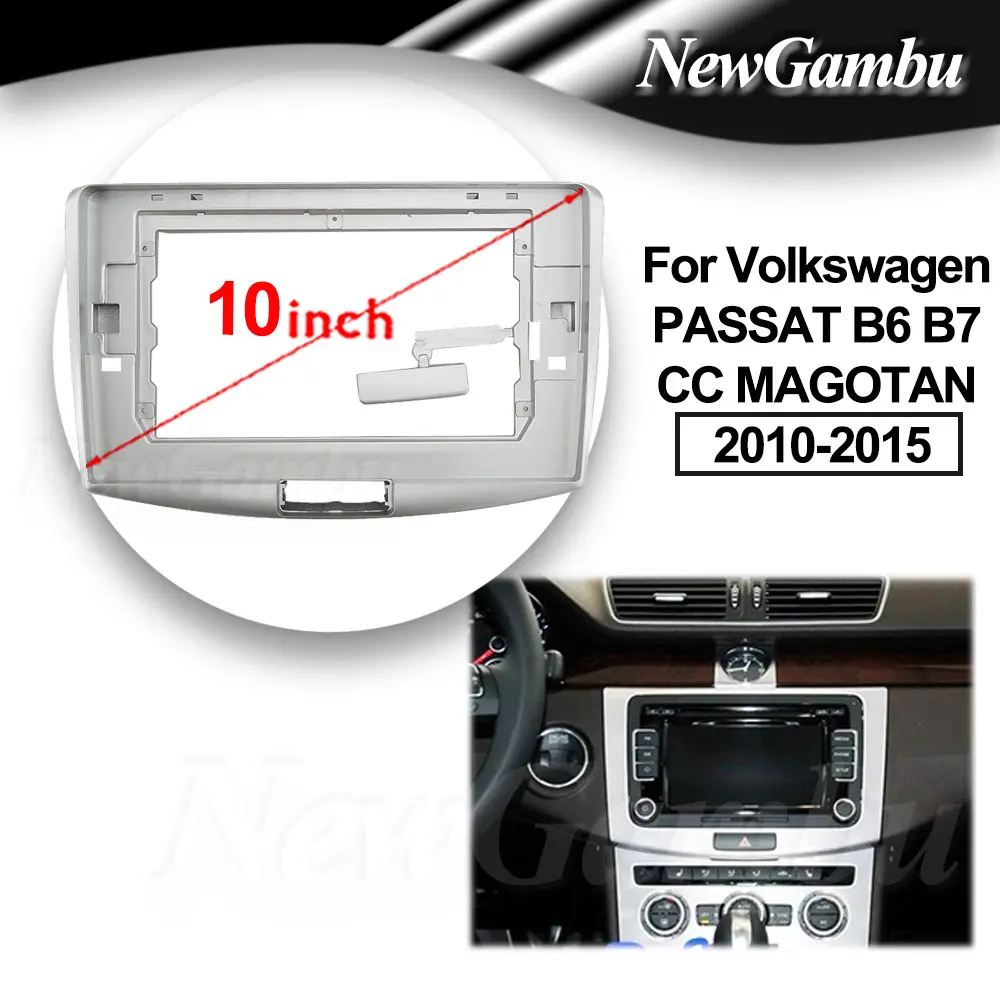 

10 inch for Volkswagen Vw PASSAT B6 B7 CC MAGOTAN 2010 Frame Audio Adaptor Dash Trim Kits Facia Panel Radio Player screen 2 Din