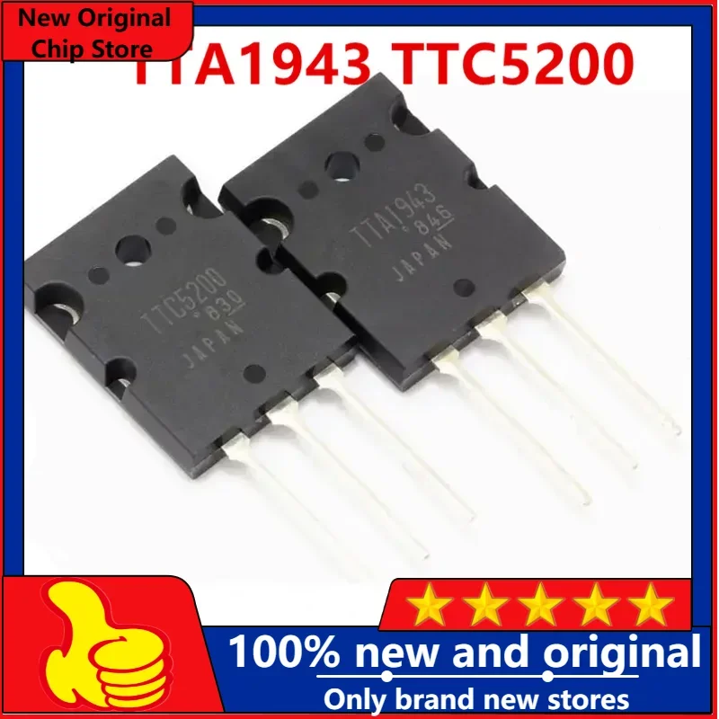 10PCS - 10Pairs 100% Real Original New Japan TTC5200 TTA1943 Audio Amplifier Transistor 230V 15A 150W TTC5200-O TTA1943-O