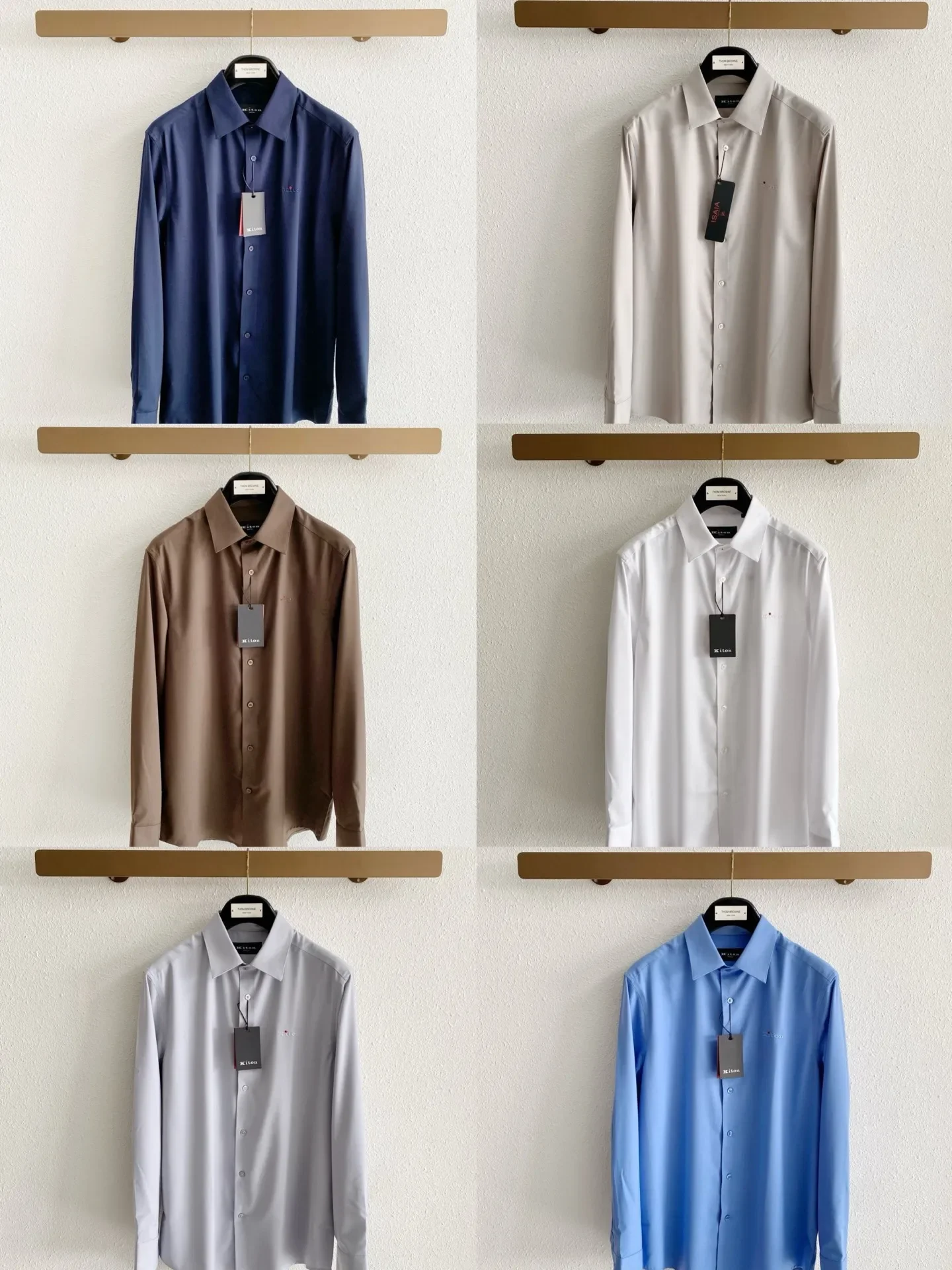 Kiton Italian old money style men's simple and comfortable fabric solid color shirt