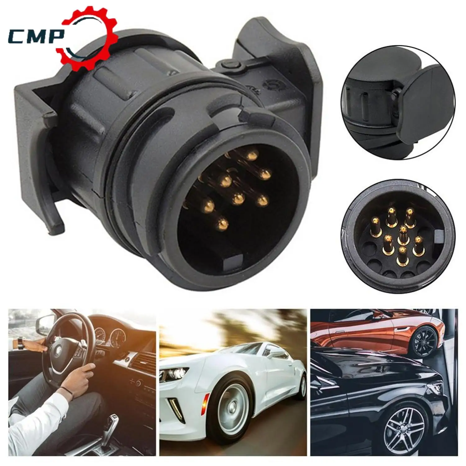 

13 To 7 Pin Plug Adapter Car Trailer Truck Caravan Towbar Car Waterproof Adapter Plug Converter Accessories Black 12V