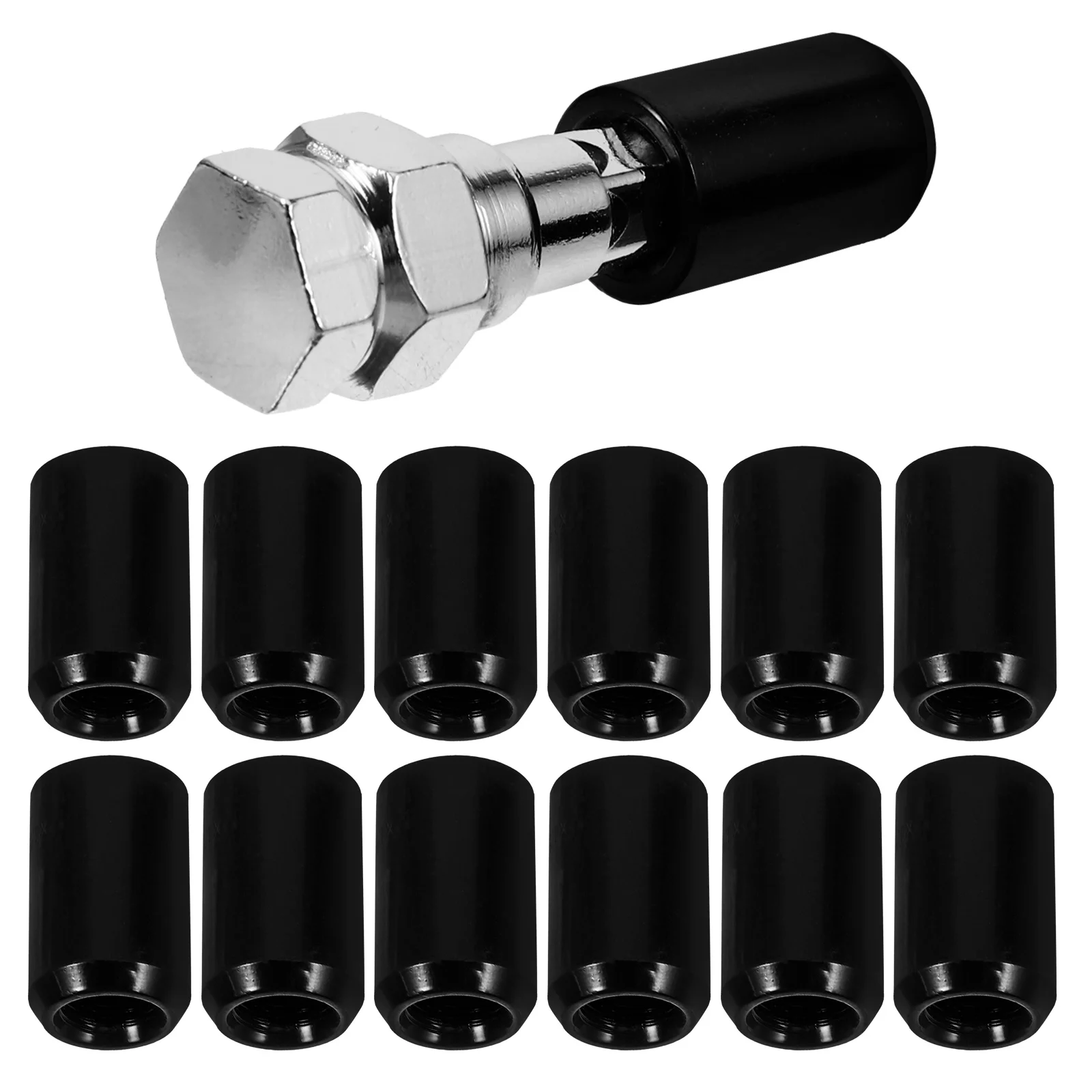 1セット M12X1.5 ブラック ホイールラグナットカバー 車用ハブネジプロテクターキャップ 自動車ホイールナット用