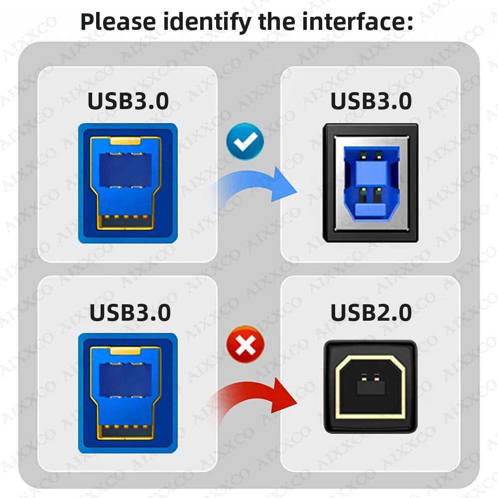 AIXXCO USB Printer Cable USB 3.0 Type A Male to B Male USB Cable for Canon Epson ZJiang Label USB 3.0 2.0 Scanner Printer Cord