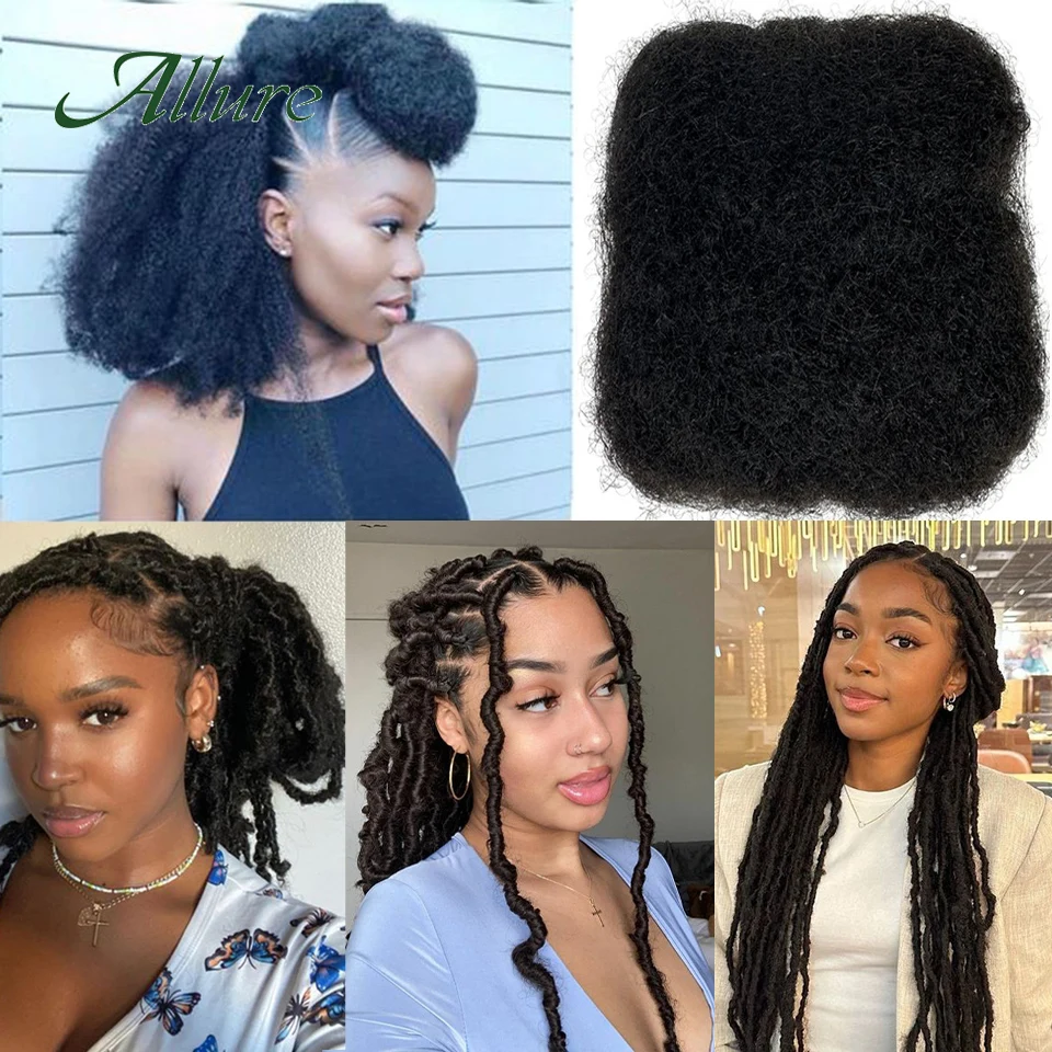 Pacote de cabelo humano Afro Kinky Curly Bulk, Cabelo colorido preto natural brasileiro, Wave Braids, Allure Hair, 1 pacote, 50g por lote, 99J