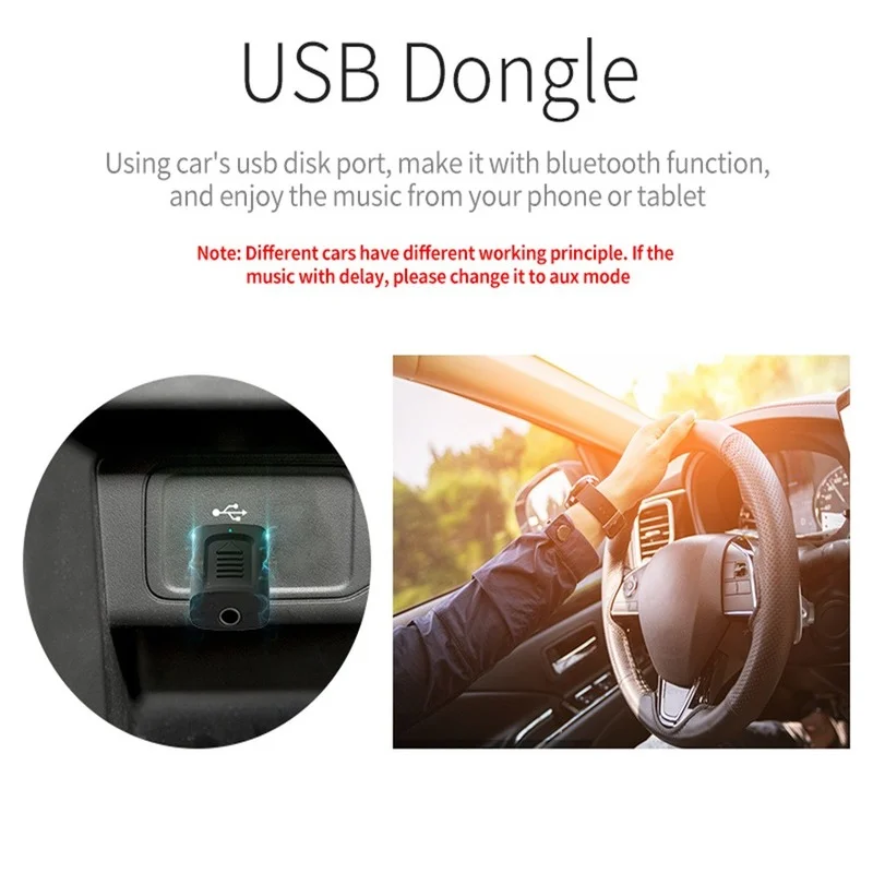 GRWIBEOU USB 4 in 1 Automatic Bluetooth 5.0 Audio Receiver 3.5mm Audio Receiver Wireless Stereo Suitable for Automotive Computer