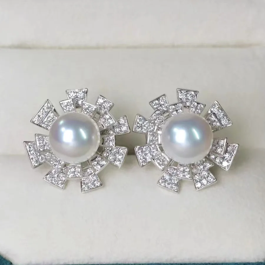 13-15mm Pearl Stud Earrings 925 Sterling Silver Freshwater Pearls Earrings for Women Jewelry Lovely Girl Gift 5