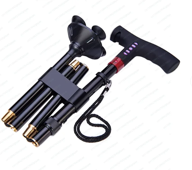 Elderly Adjustable L-ED Walking Cane FM Radio MP3 Smart Safety Fall Alarm Walking Stick Trusty Sticks for the Elder Fathers