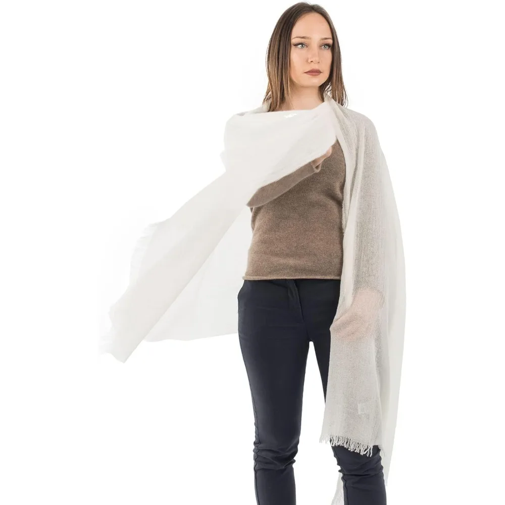 高級100％カシミヤパシュミナショール - イタリア製 - レディースファッション - フリーサイズ - 柔らかく暖かいカシミヤラップ