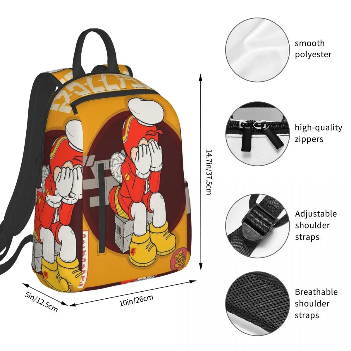 JOLLIBEE FILIPINO ANIME MANGA 2 POSTER SHIRT Backpack Student BookBag Boys Girls School Bag Computer Shoulder Bags Men Women