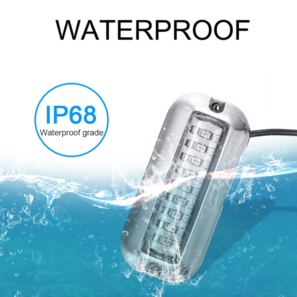 27LED 12-24V Boat Transom Light Underwater Pontoon Marine Boat Accessories Light Stainless Steel Waterproof Marine Light IP68
