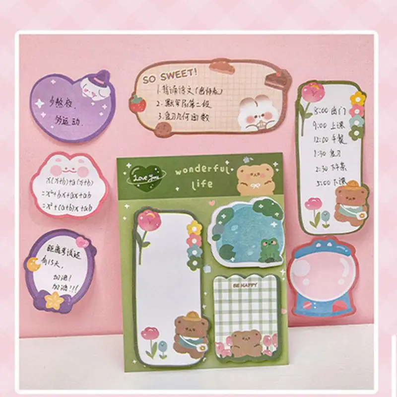 1~10PCS 60sheets Sticky Notes Cute Cartoon Colorful Memo Pad Ins Kawaii Stationery Posted Tabs Its Memo Message Paper School image 4