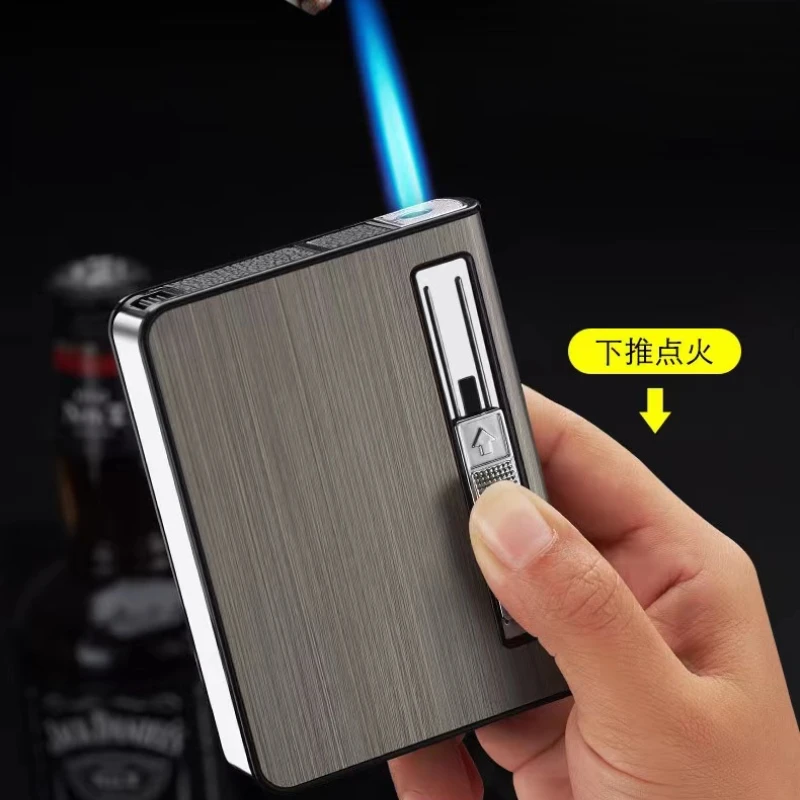 USB Rechargeable Cigarette Case Lighter, Windproof, Can Hold 10 Pieces, 20 Pieces, Men's Smoking Accessories, New