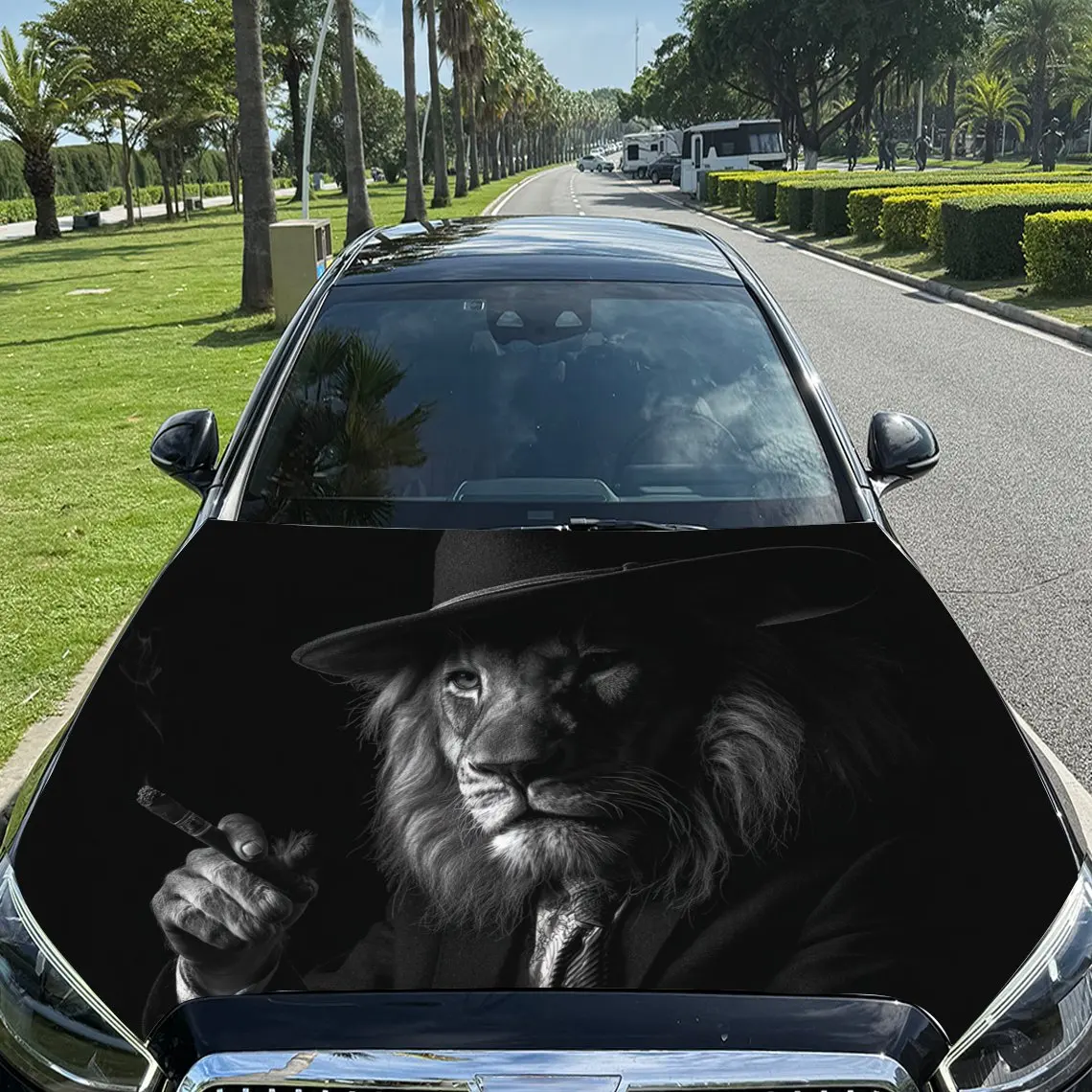 

Стильная виниловая пленка для автомобиля «Король Лев», водонепроницаемая наклейка на капот автомобиля из ПВХ, самоклеящиеся устойчивые к царапинам наклейки f