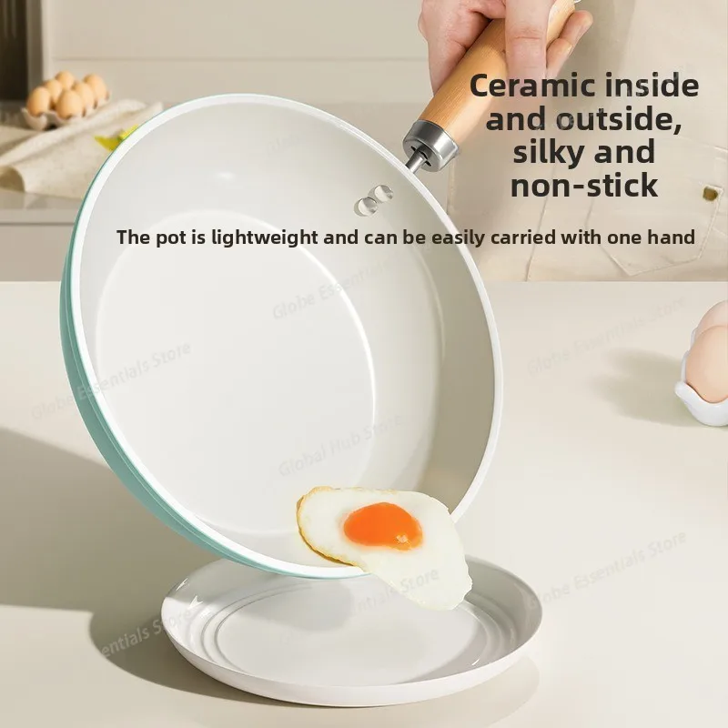 Ceramic Frying Pan, Household Non Stick Pan, Flat Bottomed Frying Pan, Universal Stove, Flat Bottomed Pan