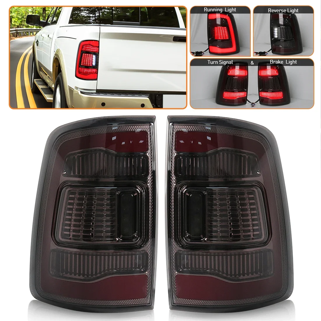 

For Dodge Ram 1500 2009 2010 2011 2012 2013 2014 2015 2016 2017 2018 LED Tail Lamp Turn Signal Reflector Fog Lamp Driving Brake