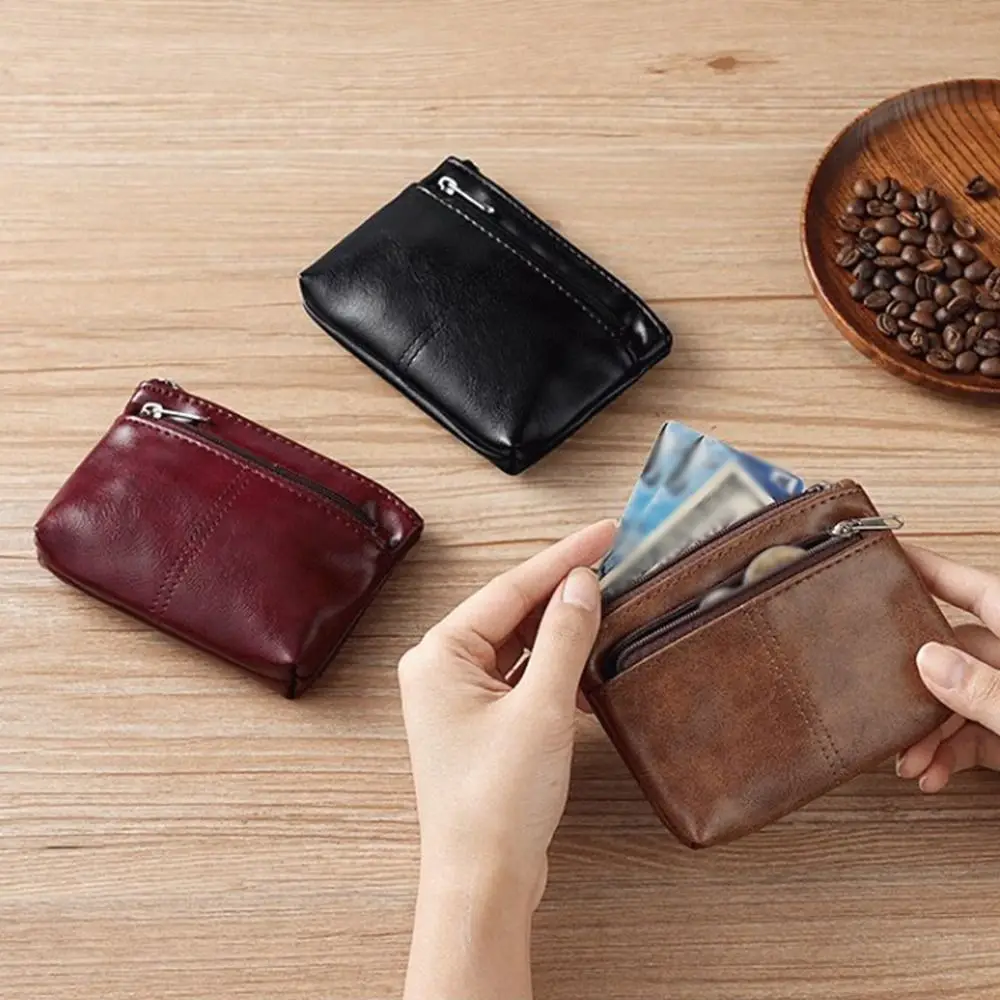 

Zipper Women's Wallet PU Leather Multi-Cards Slot Mini Coin Purse Vintage Rear Zipper Bag Small Card Bag Card Holder