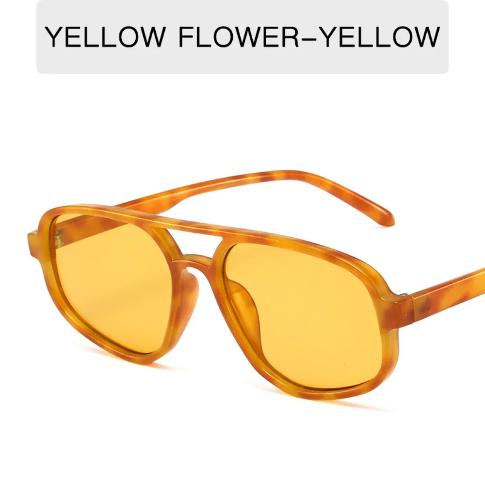 

Big Frame Irregular Square Sunglasses Wide Legs Punk Double Beam Sun Glasses UV400 Leopard Print Retro Trend Eyewear Unisex