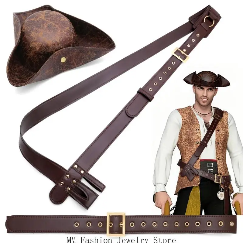 D0UB Lịch Sử Cướp Biển Vai Trò Chơi Bộ Trang Phục Bộ 3 Dây Đai Và Mũ Có Thể Điều Chỉnh Phụ Kiện Trang Phục Cho Sự Kiện Theo Chủ