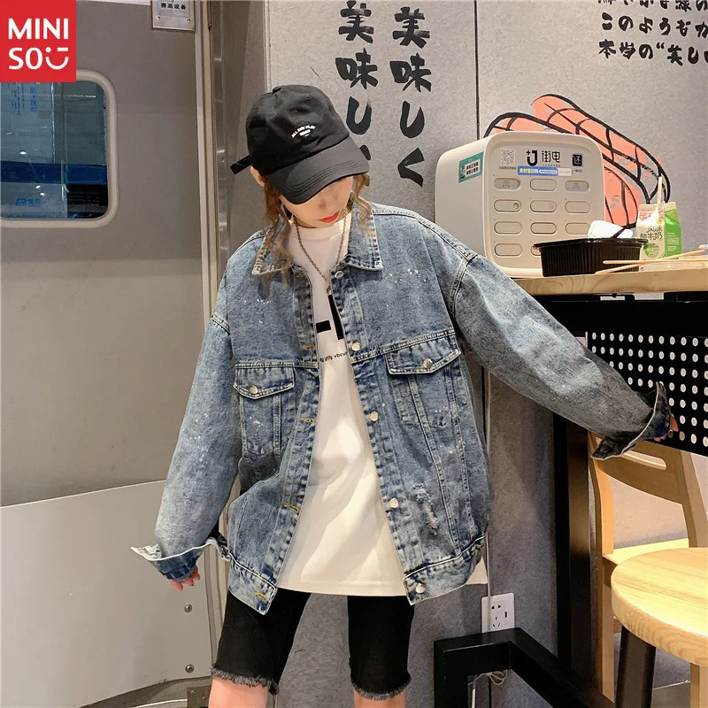 Autumn 2025 New Denim Jacket Women's Loose Korean Version Bf Hong Kong Style Student Cartoon Embroidered Versatile Jacket Top
