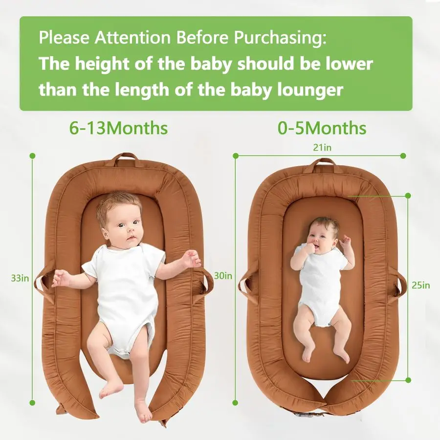 كرسي أطفال للسفر، كرسي أطفال مريح 100 قطن قابل للتنفس، عش الطفل 024 شهرًا، صالة لحديثي الولادة قابلة للغسل في الغسالة