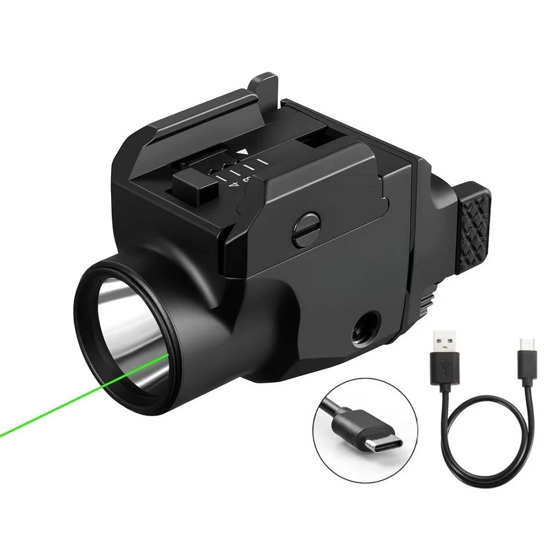 1200LMS Multifunctional Tactical Torch 2 In1 Flashlight Green Sight Rechargeable Picatinny Mount for Hunting Camping Security