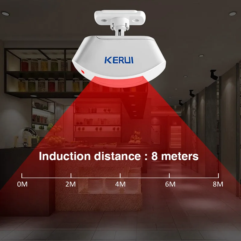 KERUI Wireless Curtain PIR Motion Sensor Detector Infrared Detector Burglar Alarm System Detector Work for All KERUI Alarms