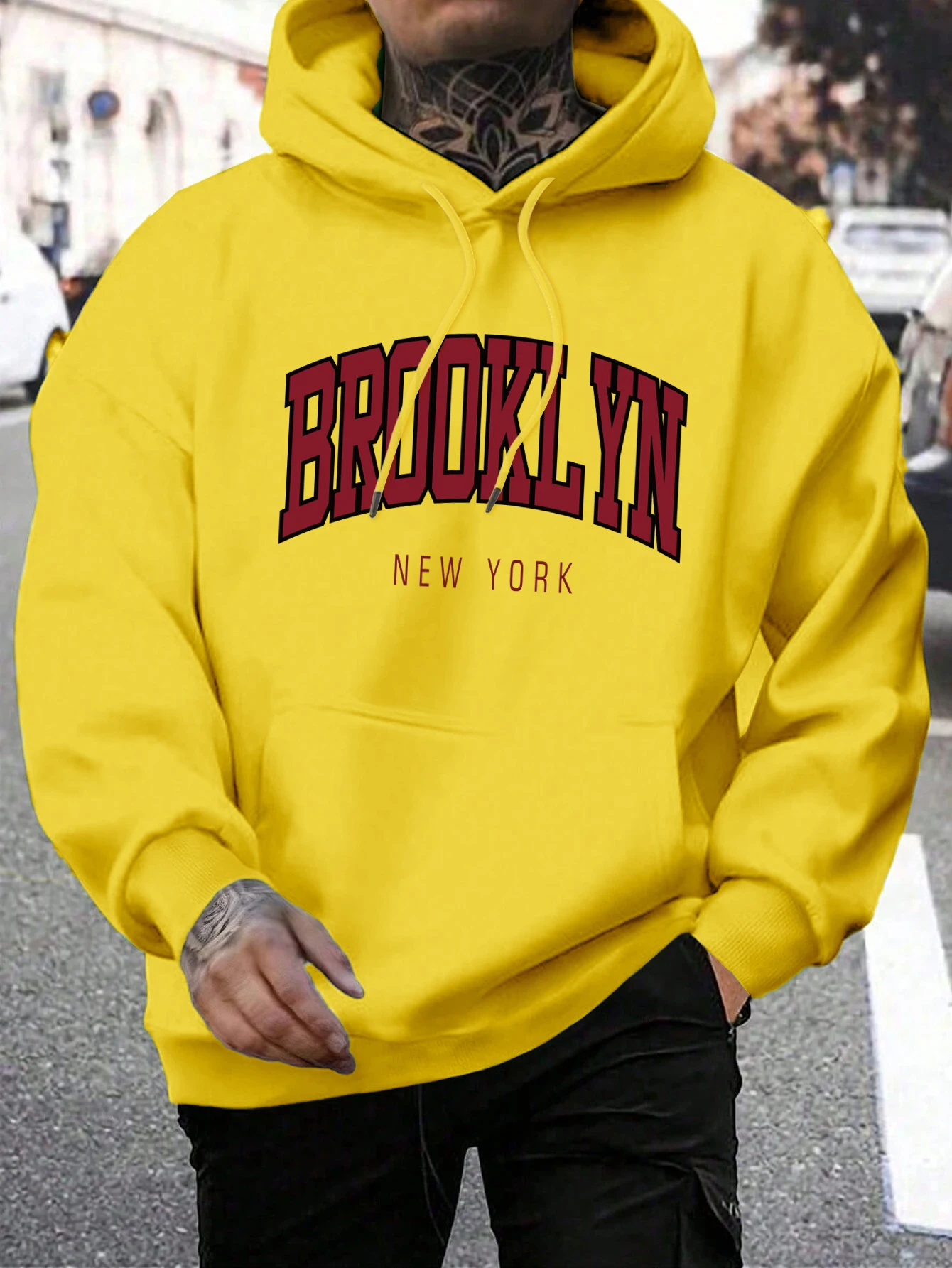 Brooklyn New York Printed Sweatshirt Men Harajuku Comfortable Hooded Fashion Soft Hoodies Autumn Fleece Warm Clothes