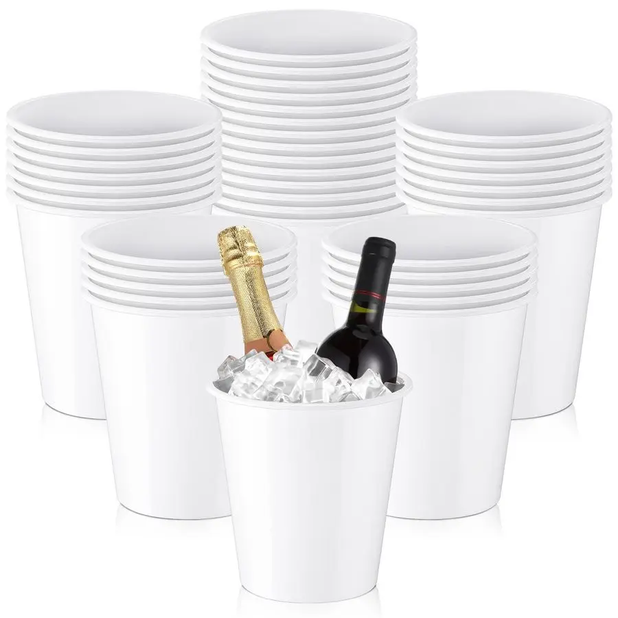 

48 Pack Plastic Ice Buckets Bulk 3 Liters Wine Bucket for Parties Disposable Champagne Wine Beverage Soda Beer Drink Storage Coo