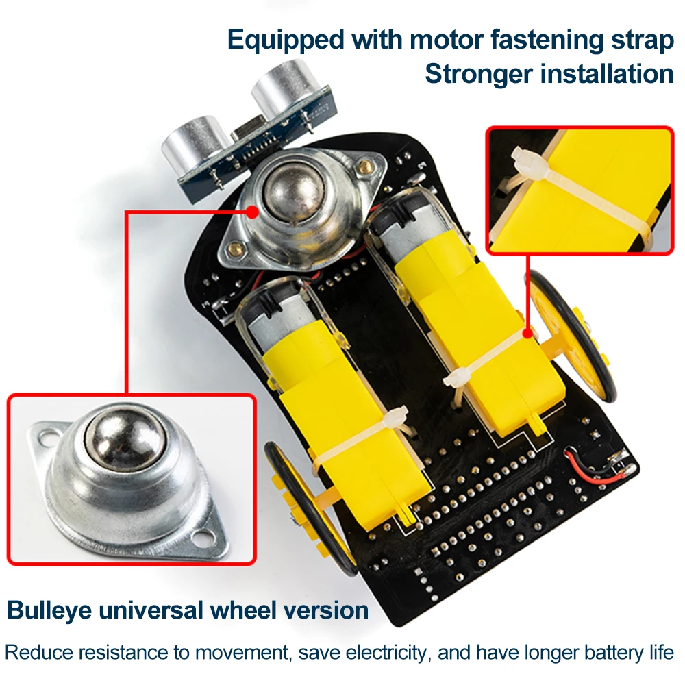 Imagem -05 - Inteligente Obstáculo Evitar Brinquedo Faça Você Mesmo Parte Solta Ferramenta Prática de Soldagem Ultrasonic Ranging Robô Inteligente Carro Estudantes