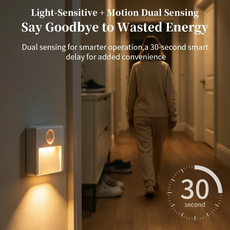 Magnetic Rechargeable Under Cabinet Light Motion Sensor Dimmable Night Lamp for Bedroom Hallway Stairs Kitchen Closet Kids' Room