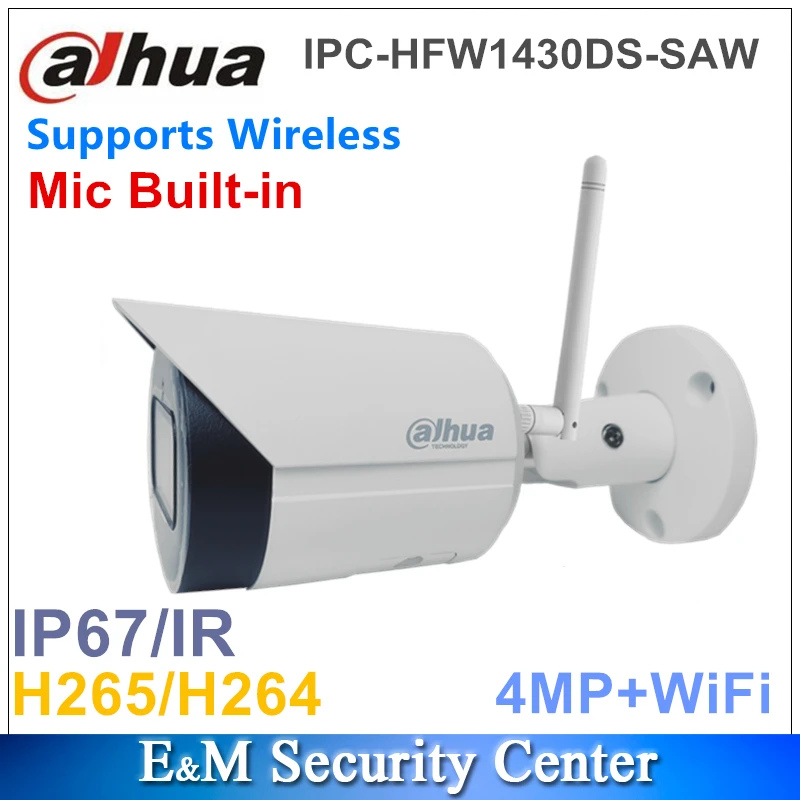 Original Dahua IPC-HFW1430DS-SAW Replace IPC-HFW1435S-W 4MP IR Wi-Fi Bullet IP Surveillance Mic Built-in IP67 Network Camera