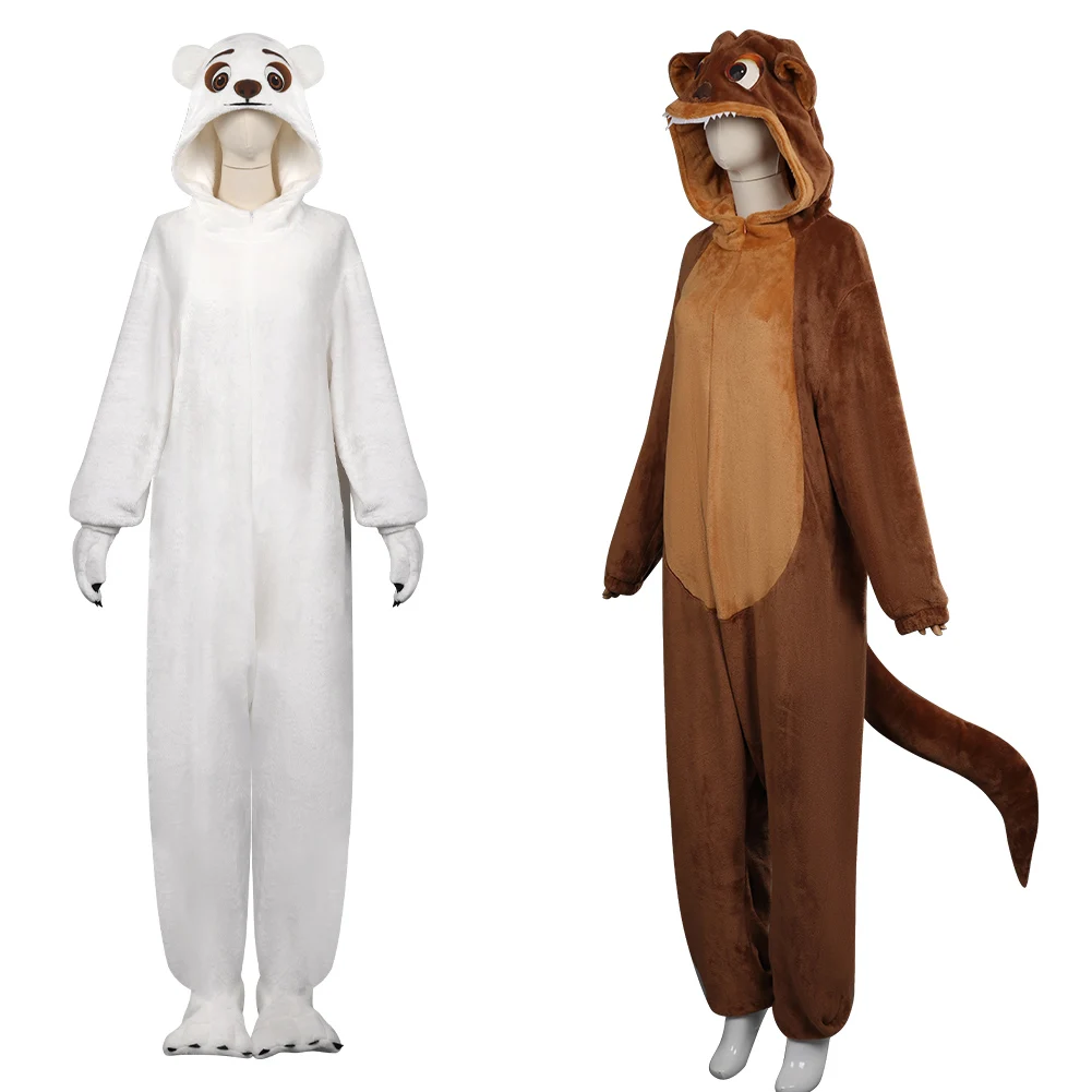 

Polar Bear Duke Weaselton Cosplay Costume Kids Children Jumpsuit with Tail Pajamas Sleepwear Halloween Carnival Suit