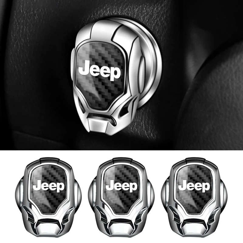 

1pcs Car One-Click Start Buttons Protective Cover Decoration for Jeep JPB Renegade Wrangler JK Compass Grand Cherokee Gladiator