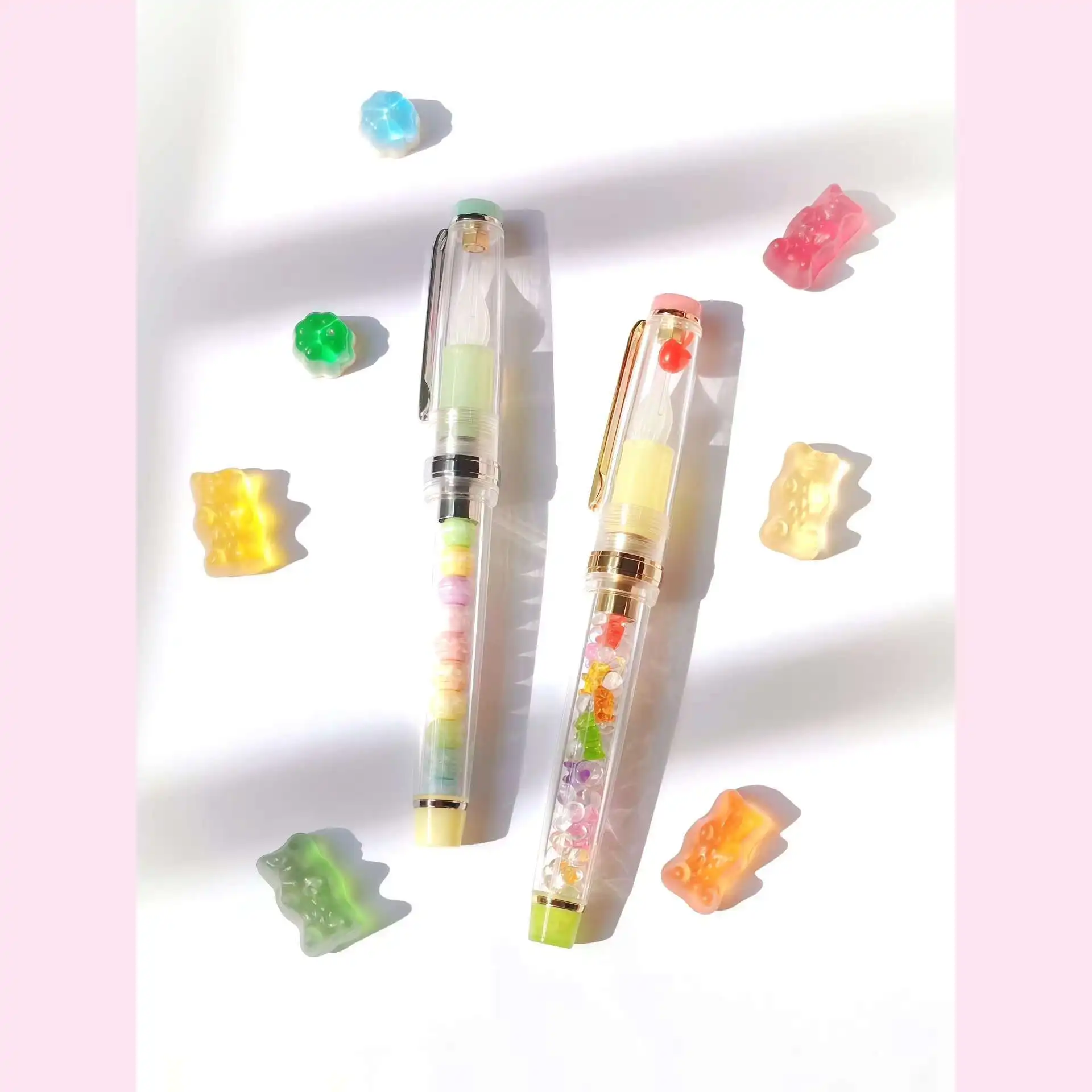 

Purely Handmade Jinhao 82 Modified Dessert Glass Dip Pen Cute And Sweet Rainbow Color Ma-cron Gummies Inner Ornament.