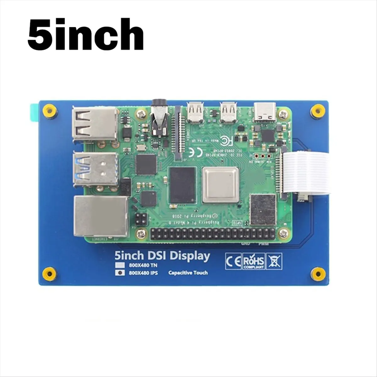 HDL 5 Inch QLED Display DSI Interface Panel Multi-Point Touch for Raspberry Pi 4B/3B/2B and Other Full Range Motherboards