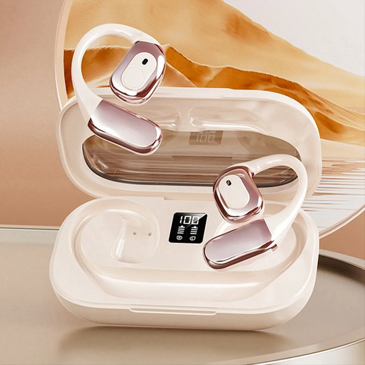 workjob Wireless Bluetooth Translation Headset Supports 142 Languages for Real-Time Translation Open Earphone Translator Black