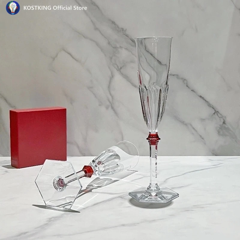 Champagne glass Haku EVE red knot handle 2 exquisite gifts