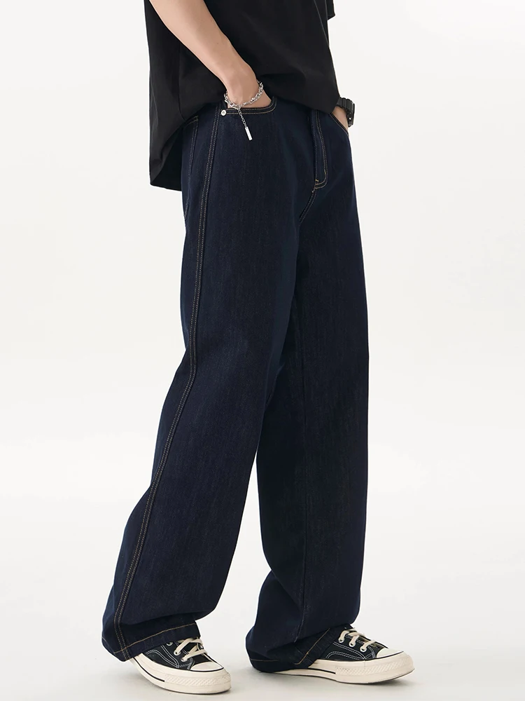 Męskie jeansy na wiosnę i lato, luźne, z prostymi nogawkami, oryginalny kolor, casualowe spodnie z szerokimi nogawkami, wygodne, oddychające, bawełniane...