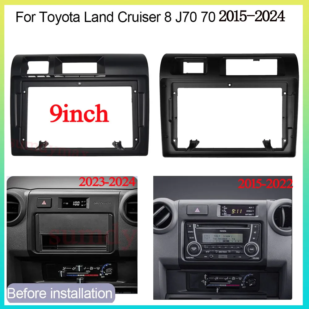 9 inch 2 Din Car Radio Fascia For Toyota Land Cruiser 70 LC70 LC76 LC79 2015-2024 Android Radio Audio Dash Fitting Panel Kit