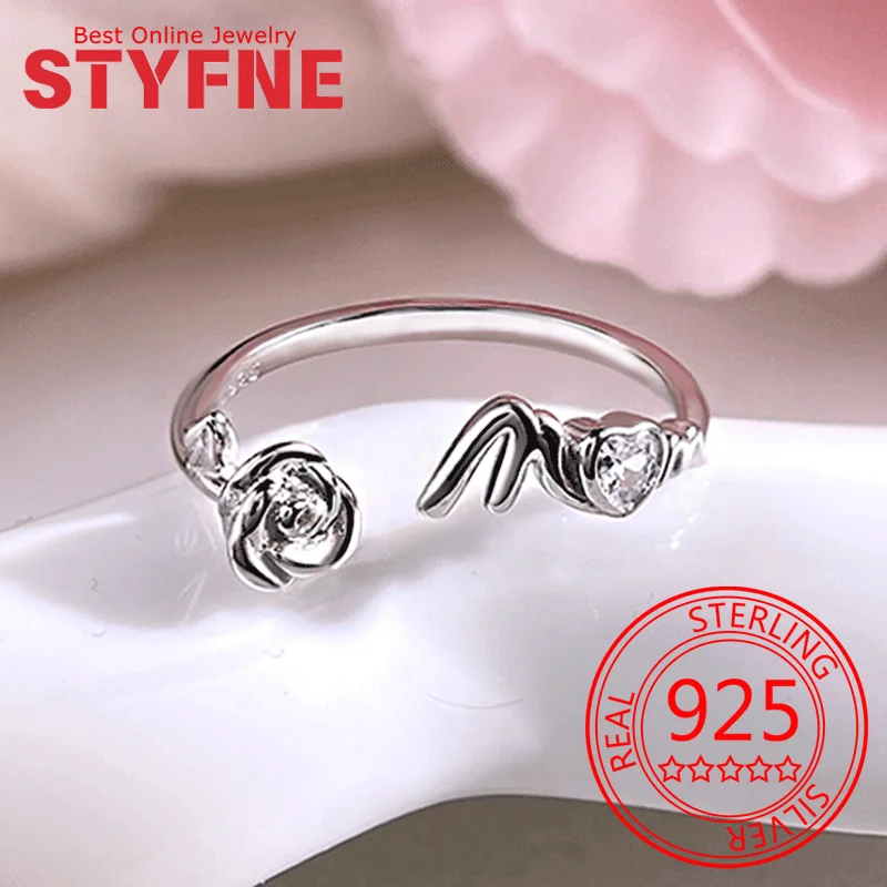 

925 Sterling Silver Ring for Women Love Mother's Day flower Ring Fine Silver Jewelry Anniversary Gift Bridal Ring