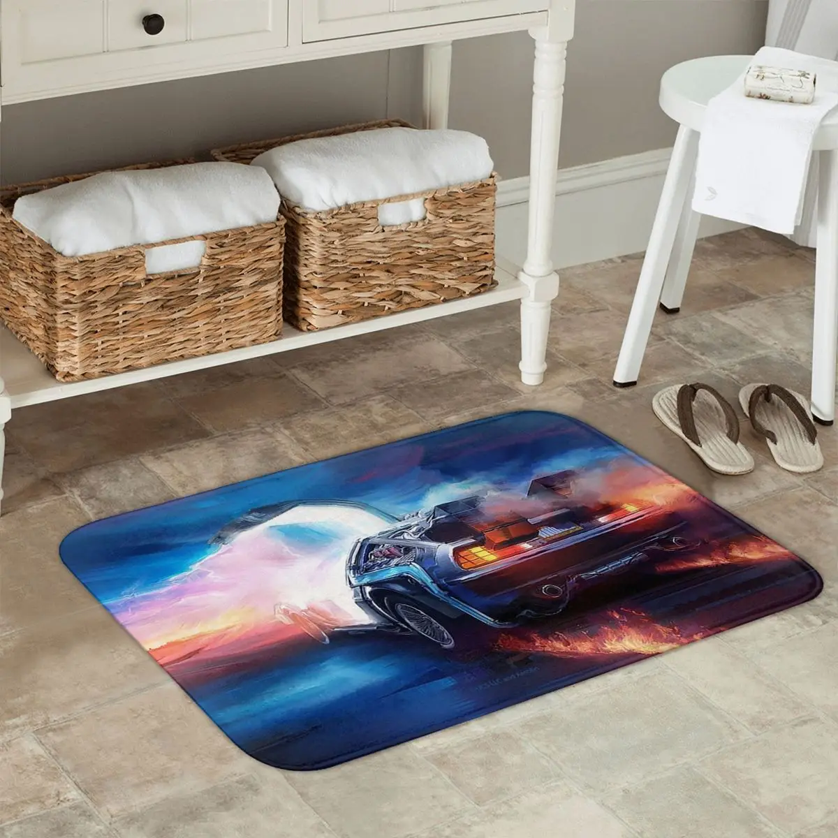 العودة إلى المستقبل Delorean Time Machine المضادة للانزلاق ممسحة الكلمة حصيرة السجاد البساط للمطبخ مدخل المنزل الحمام مسند القدم الحصير