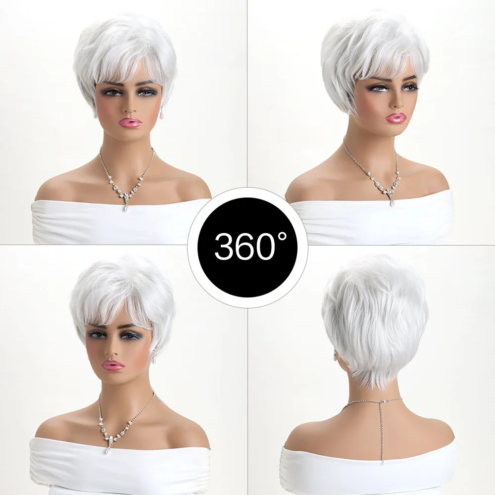 Synthetic Blonde Short Bob Wig for Women Side Bangs Stylish Cosplay Party Heat Resistant Costume Hair