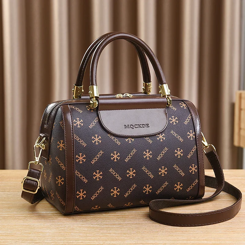 

Women's high-end Boston bag 2024 new European and American fashion print handbag can be worn crossbody on one shoulder