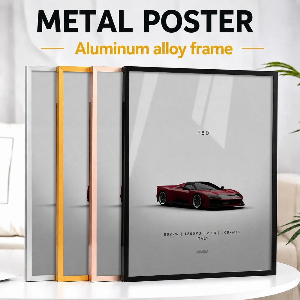 Italy F80 Car Framed Aluminum Metal Poster Customized Photo Technical Blueprint Style Wall Art For Workshop Unique Driver Gift